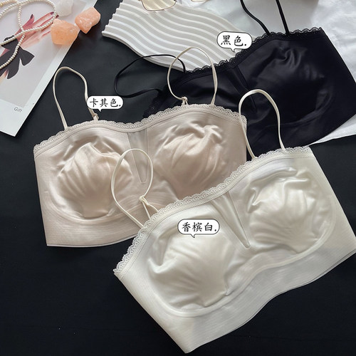 冰丝裸感抹胸缎面防走光美背文胸