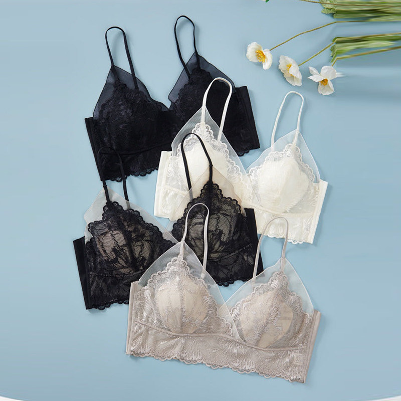 无痕裸感贝壳杯文胸透蕾丝美背