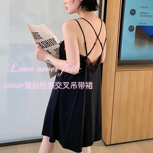 性感纯欲吊带睡裙女蕾丝睡衣晨袍