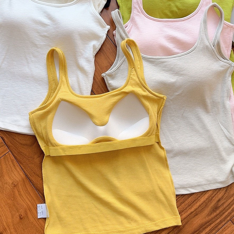 带胸垫一体式亚麻罗纹背心美背吊带糖果色时尚显瘦内搭外穿上衣女,女士内衣/男士内衣/家居服,吊带/背心/T恤/打底/肌底衣,淘宝优惠券,粉丝福利购,淘宝优惠卷