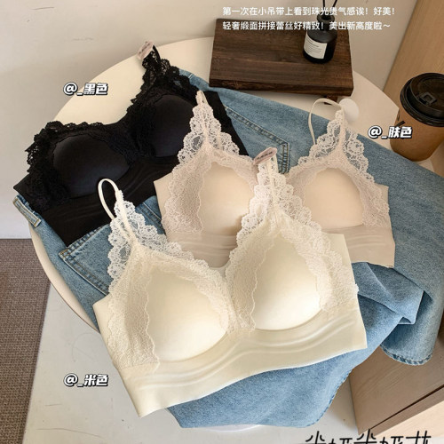 缎面蕾丝美背聚拢裸感内衣文胸