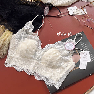 惠芝欣6381女浪漫蕾丝性感美背抹胸兔耳朵水晶杯大胸显小内衣裹胸