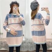 秋冬季 冬装 套装 孕妇装 孕妇毛衣女中长款 宽松针织衫 上衣加厚打底衫
