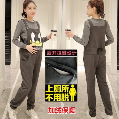 清仓孕妇装背带裤秋冬纯棉加厚加绒韩版孕妇背带裤怀孕期连体裤子