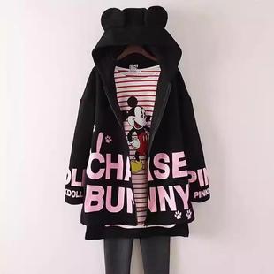 加厚加绒开衫 孕妇卫衣中长款 卫衣加厚加绒外套大码 清仓孕妇秋冬装