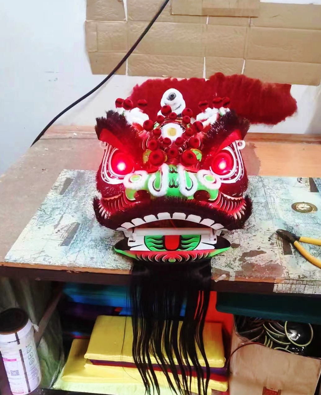 中国风迷你狮子中国风传统工艺摆件醒狮舞狮居家摆件