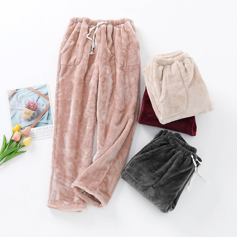 加厚法兰绒睡裤女秋冬保暖居家裤子宽松大码平口散腿珊瑚绒家居裤,女士内衣/男士内衣/家居服,睡裤/家居裤,淘宝优惠券,粉丝福利购,淘宝优惠卷