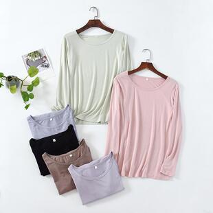 内穿保暖内衣线衣 单件弹力圆领打底衫 莫代尔女士秋衣春秋冬季 薄款