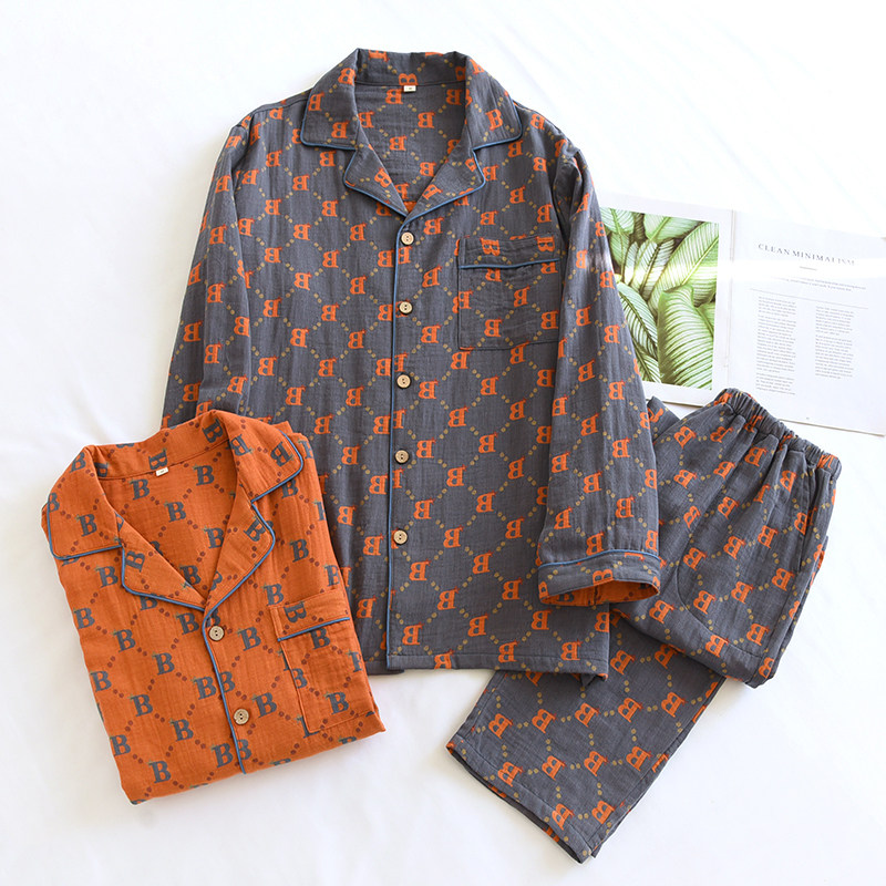 男士睡衣春秋纯棉色织提花长袖开衫套装复古字母宽松大码家居服套,女士内衣/男士内衣/家居服,睡衣/家居服套装,淘宝优惠券,粉丝福利购,淘宝优惠卷