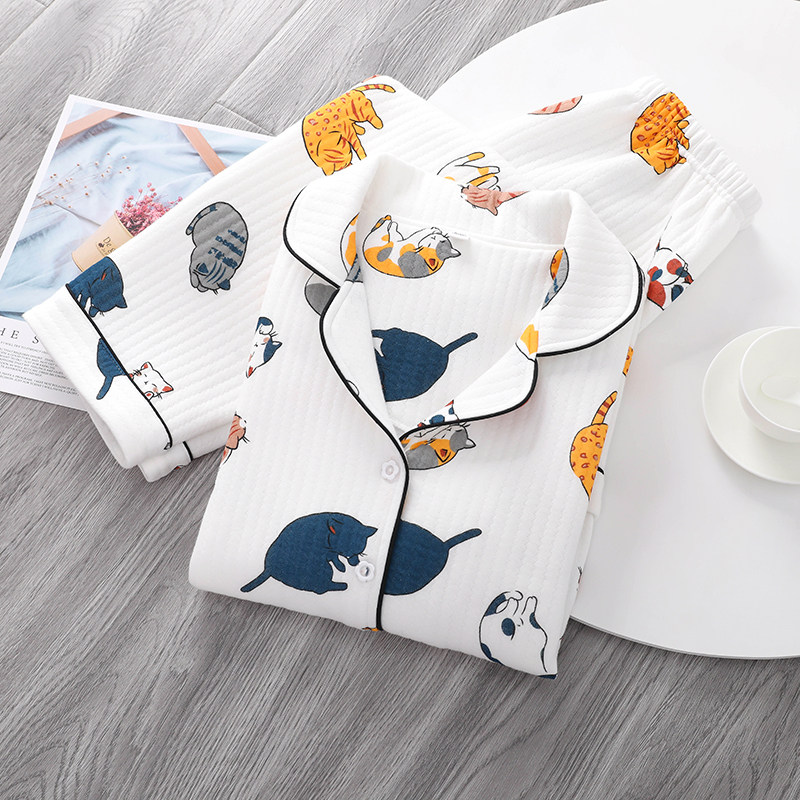 春秋纯棉家居服女士日系卡通冬季夹棉空气层长袖长裤加厚睡衣套装,女士内衣/男士内衣/家居服,睡衣/家居服套装,淘宝优惠券,粉丝福利购,淘宝优惠卷