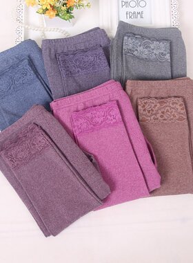 女士FTY棉单件秋裤保暖裤带护膝加厚加大加肥打底裤贴身线裤衬裤