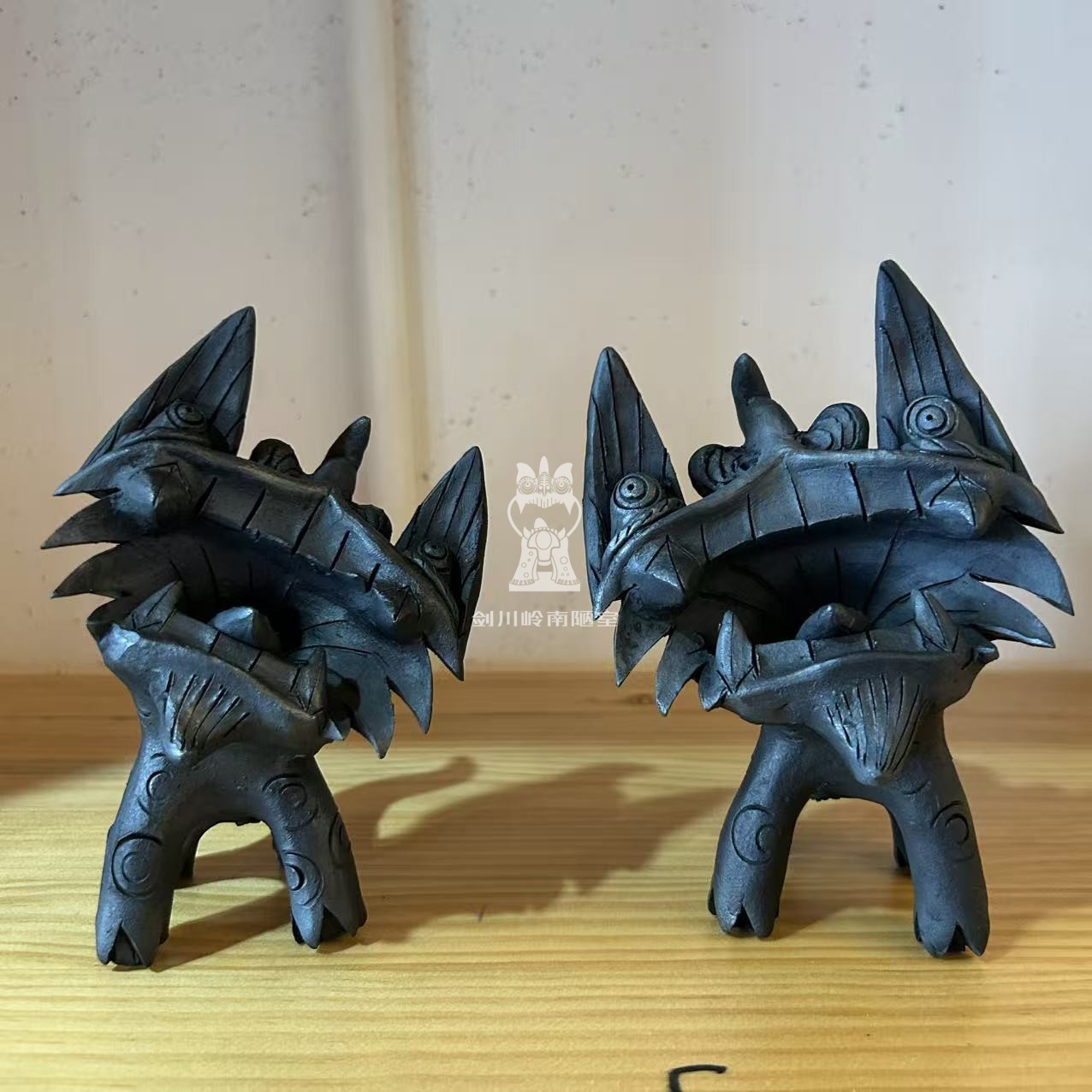 剑川黑陶歪头瓦猫 董月畅非遗黑陶 白族传统图腾 摆件 旅游纪念品