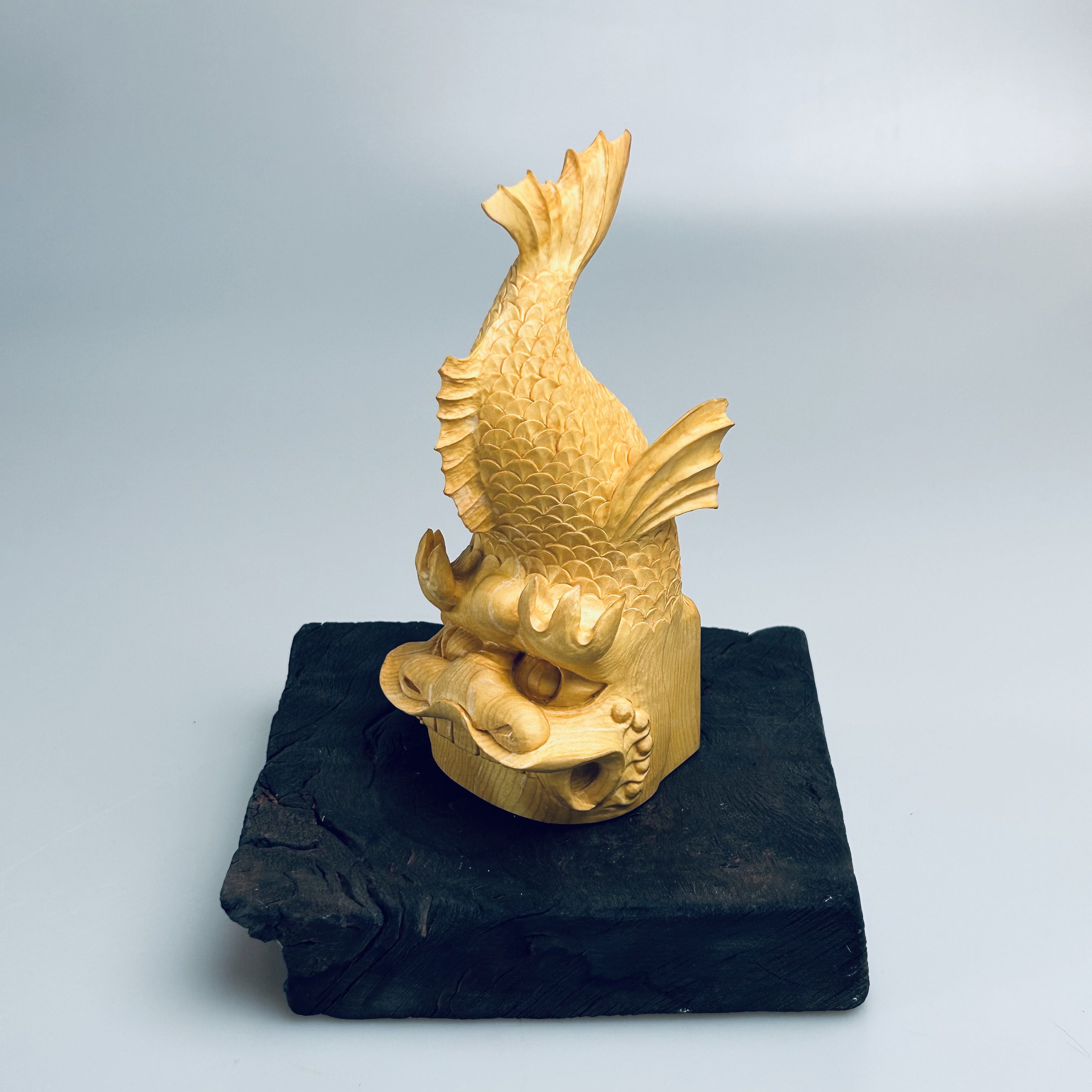 剑川木雕全手工雕刻办公室茶室桌面摆件鳌鱼传统神兽大理伴手礼