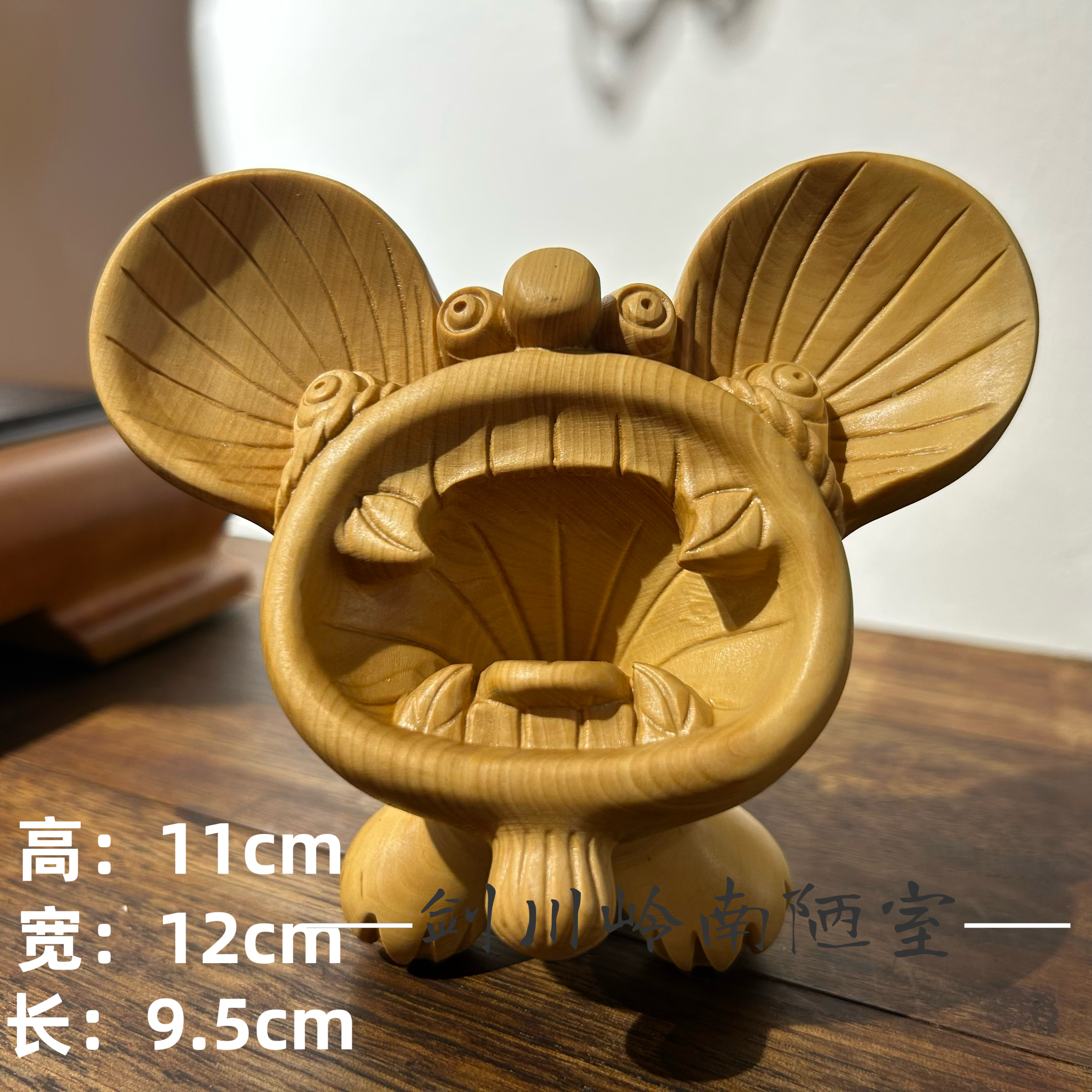 剑川木雕 手工雕刻黄杨木瓦猫白族传统图腾神兽茶空间书房摆件