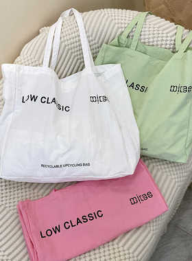 热巴同款帆布包LOWCLASSIC大容量通勤单肩包简约购物袋潮百搭