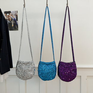 闪亮感晚宴包2025新款小众blingbling斜挎小手机包辣妹亮片