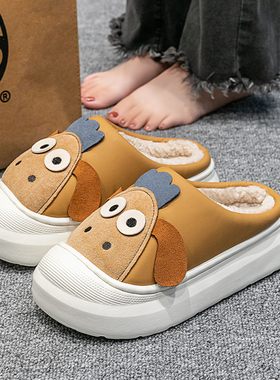 卡通棉拖鞋女冬季2025新款室内家居加绒保暖防滑情侣棉拖女秋冬天