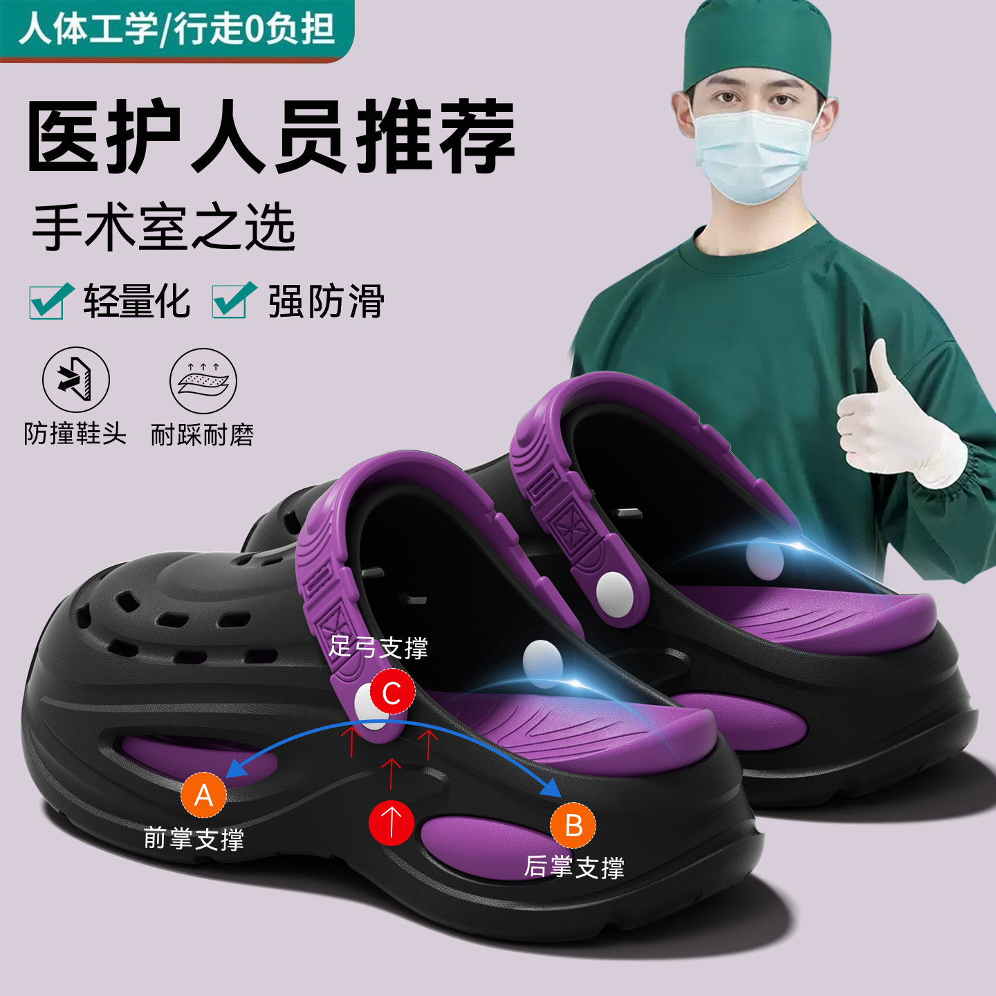 手术室男款EVA防滑透气洞洞鞋图片