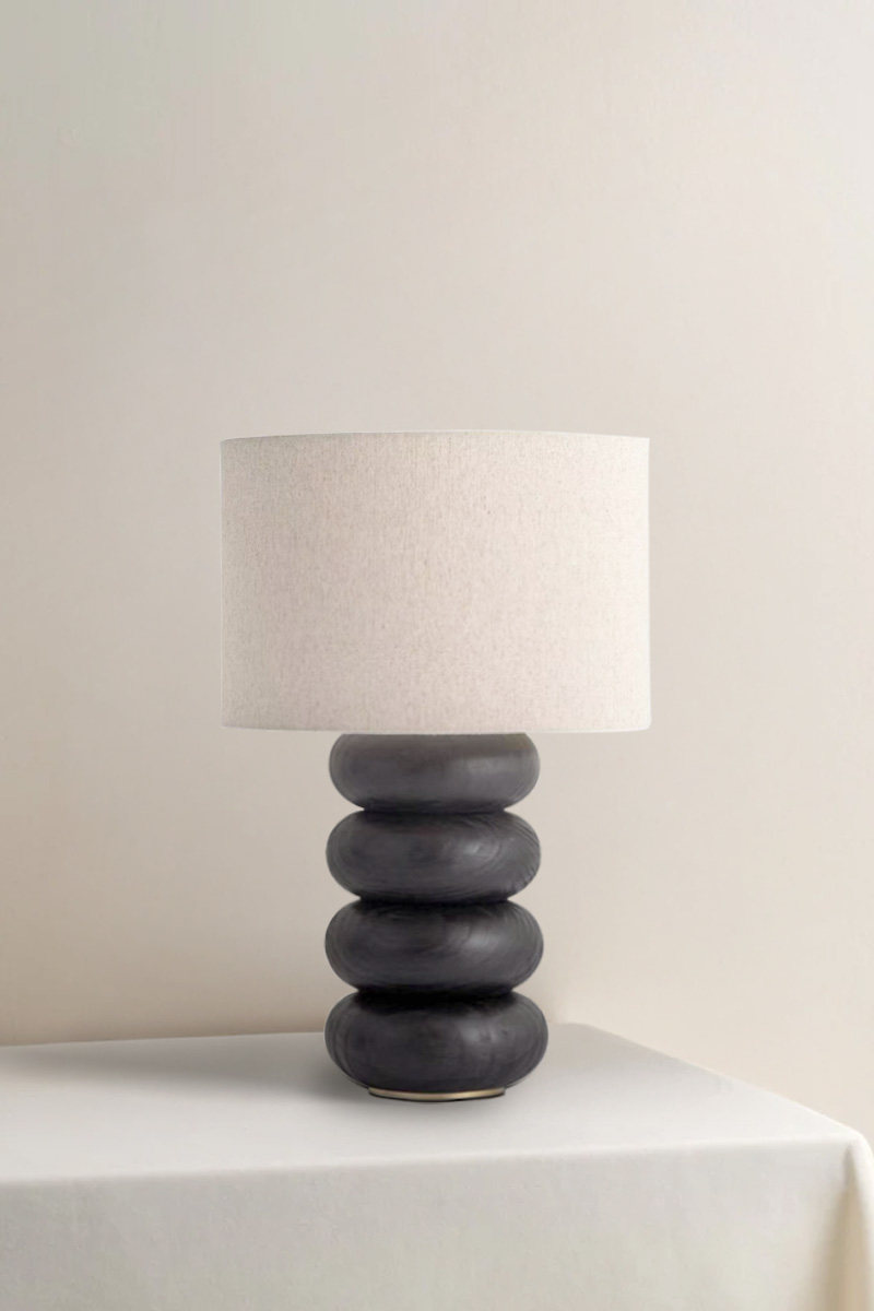 实木麻布台灯北欧简约现代客厅灯卧室床头灯创意个性vitraLED台灯