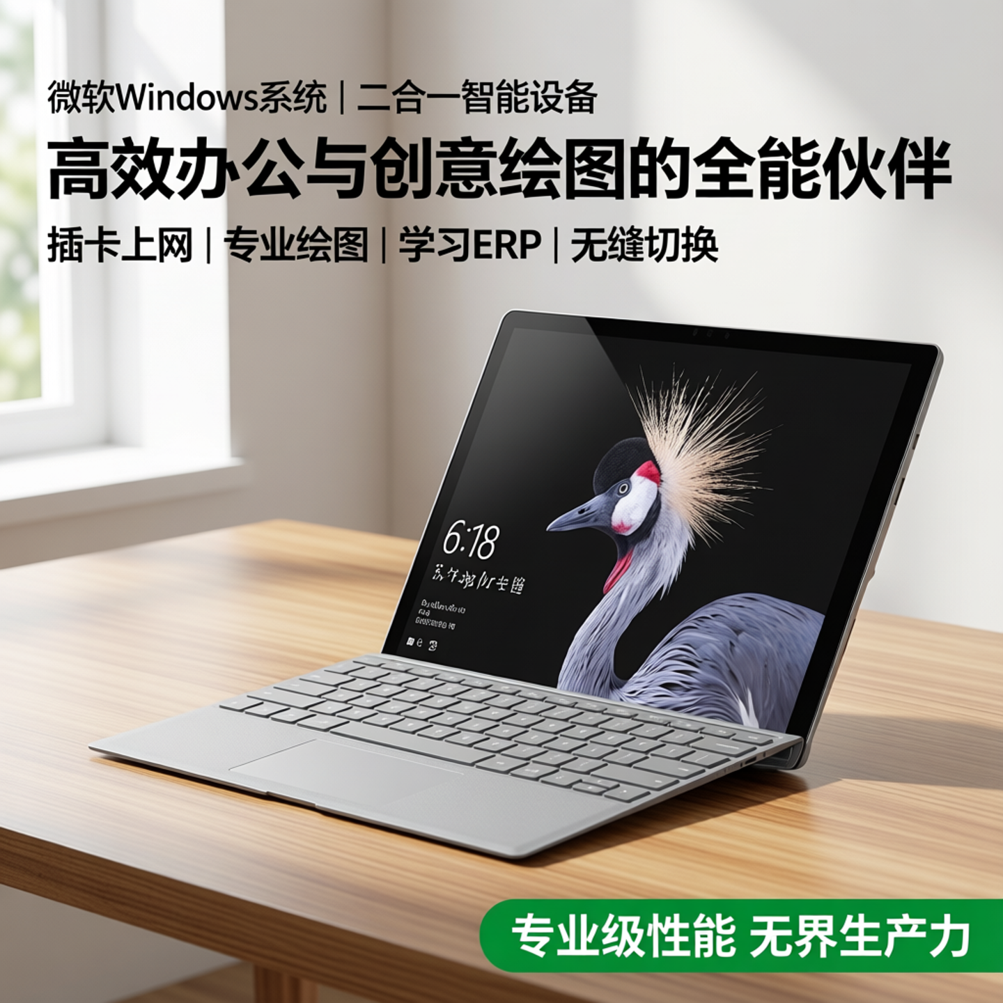 微软windows系统笔记本平板电脑二合一可插卡上网绘图办公学习erp