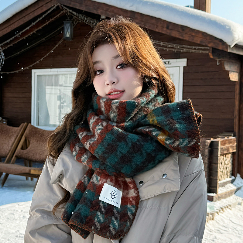 围巾女秋冬季2025新款韩系氛围感红色千鸟格时尚保暖护颈防寒围脖,服饰配件/皮带/帽子/围巾,围巾/丝巾/披肩,淘宝优惠券,粉丝福利购,淘宝优惠卷