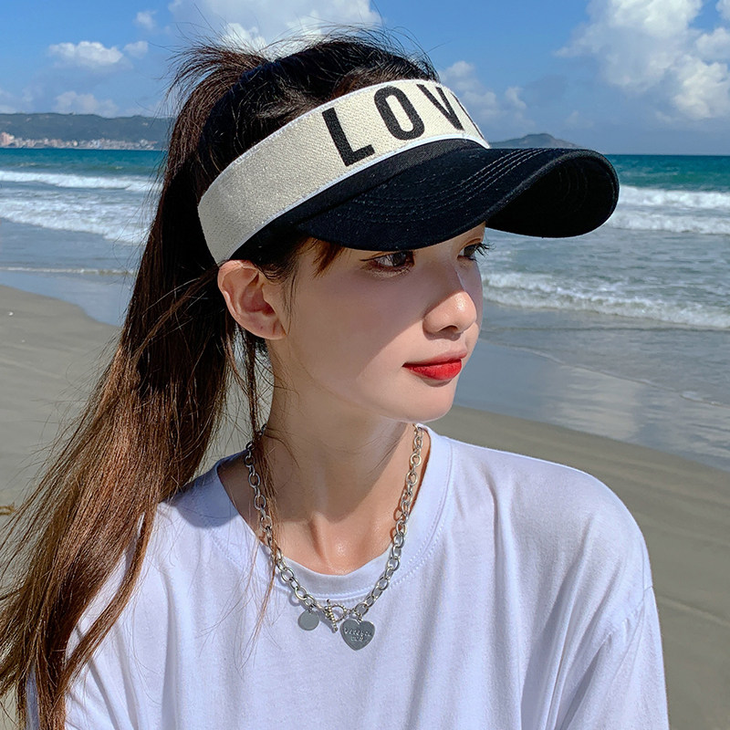 防晒帽子女夏季防紫外线沙滩遮阳帽户外运动骑车遮脸女空顶太阳帽