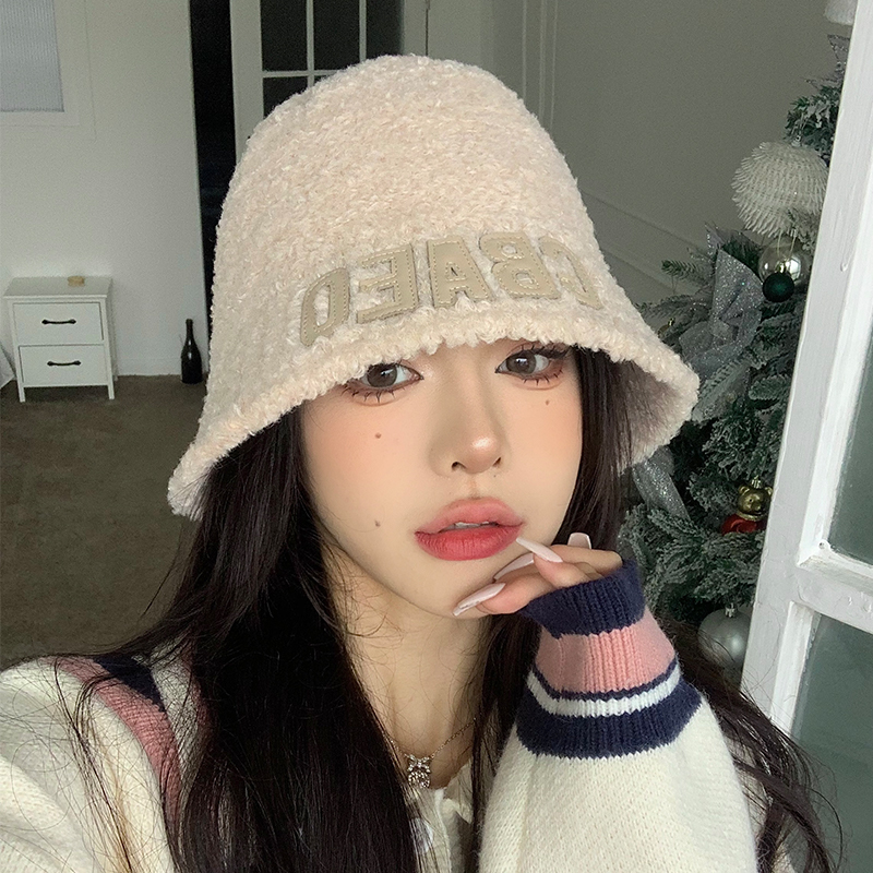 百搭盆帽显脸小兔毛绒水桶渔夫帽