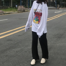 打底上衣女韩版 趣味印花圆领学生套头T恤 时尚 长袖 早秋款 宽松薄款