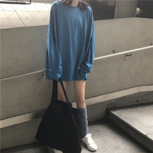 纯色防晒衫 ins下衣失踪宽松早秋中长款 学生基础T恤女显瘦简约长袖