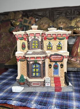 lemax复古乡村田园陶瓷咖啡发光桌面装饰场景房子城堡花园小屋