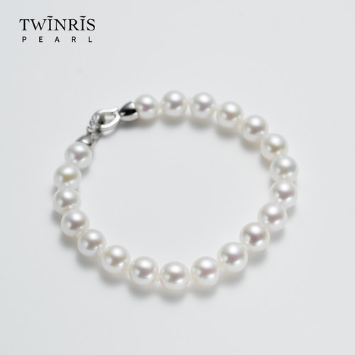 【雪美人毕业款】淡水JI光珍珠手链7.5-8.5mmS925银双扣