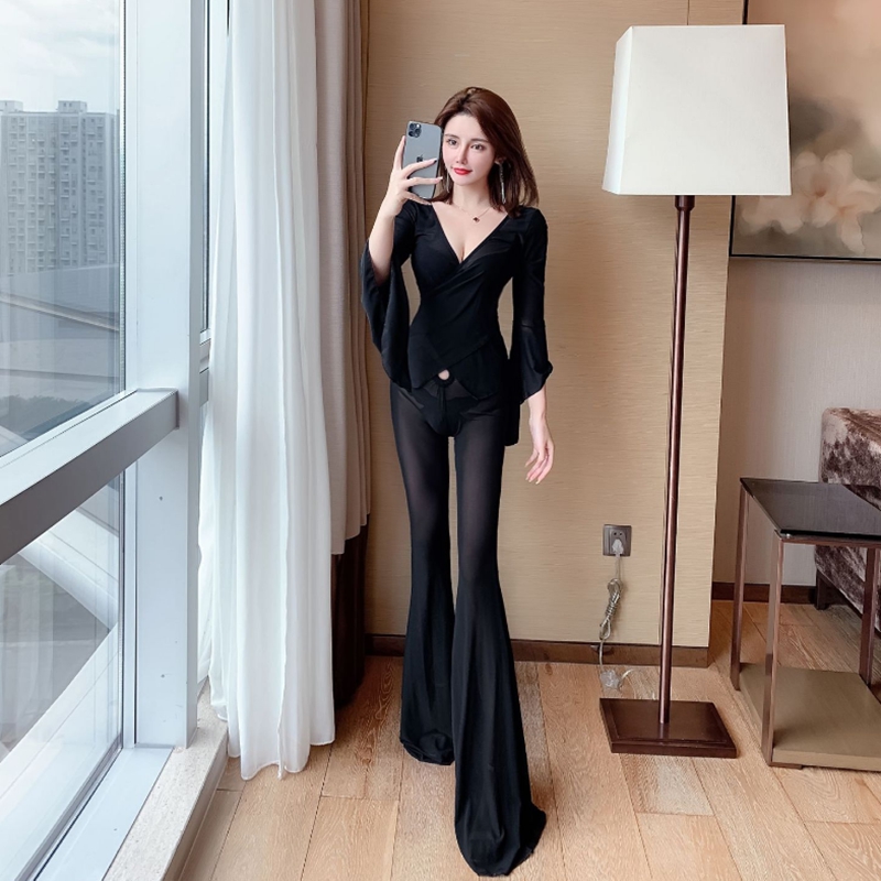 会所美容院工作服套装低胸技师