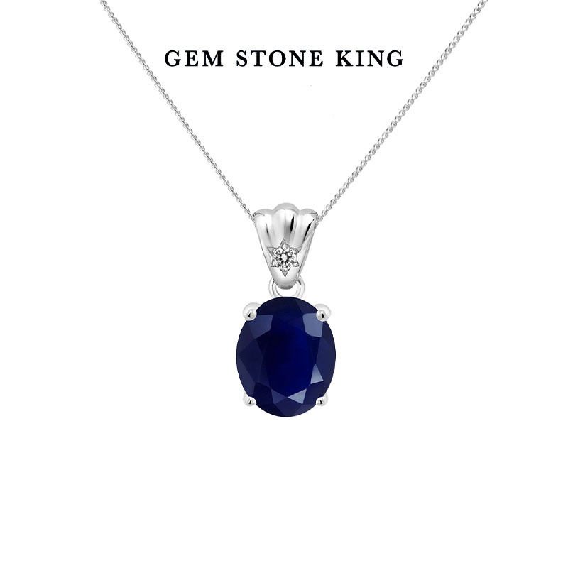 GSK蓝宝石项链轻奢小众925银镶彩色宝石吊坠锁骨链一心一意
