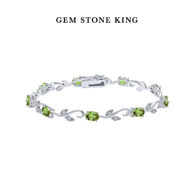 GSK4.63克拉橄榄石钻石手链925银彩色宝石手饰美国进口