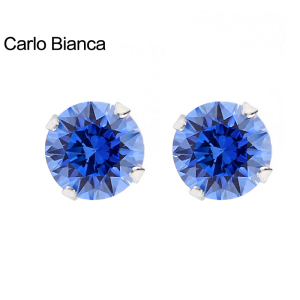 Carlo BiancaS925银耳钉女情侣时尚耳饰镶施华洛世奇合成氧化锆石