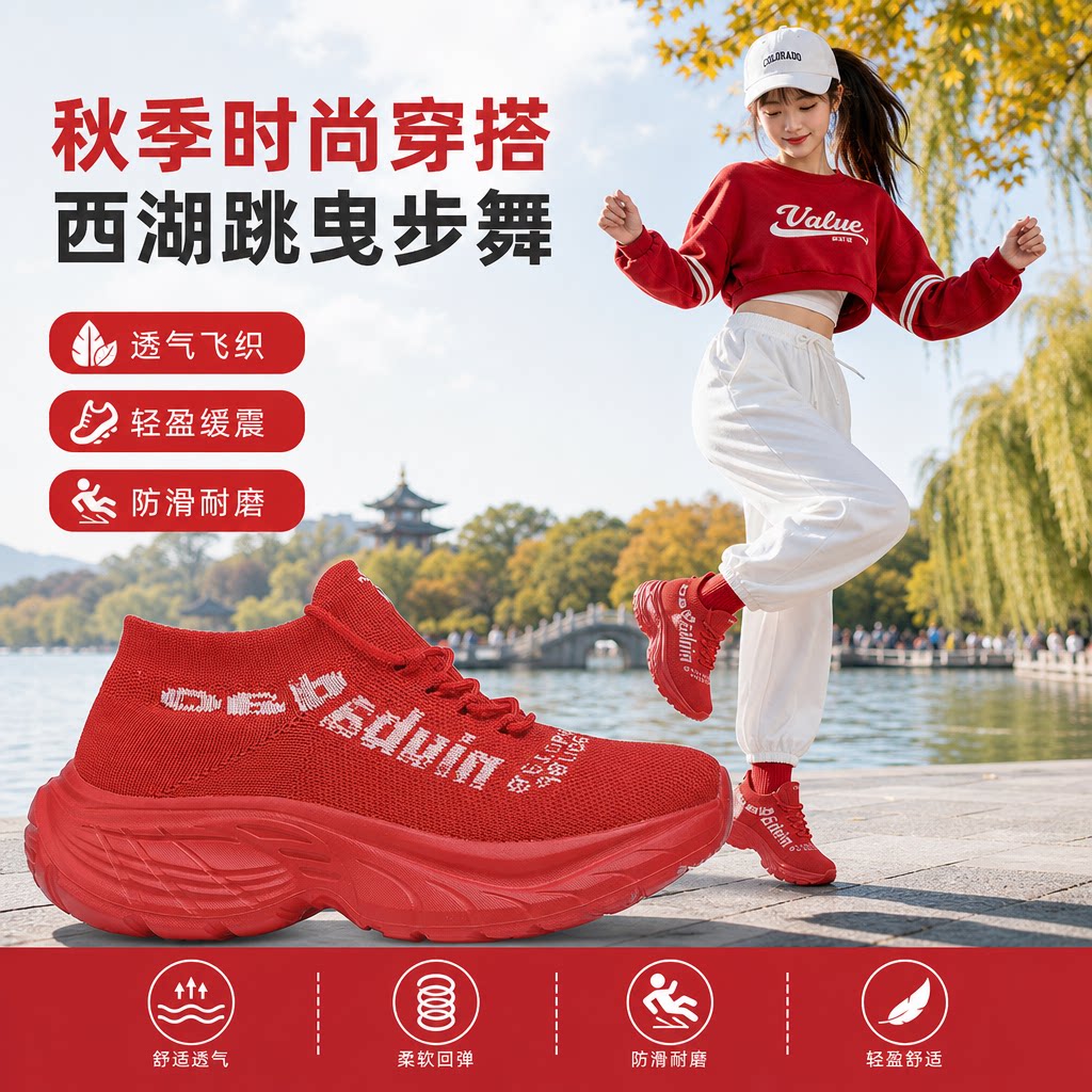 牛霸道秋季健身鞋健步走曳步舞软底轻便跳操健身广场跳舞鞋277023