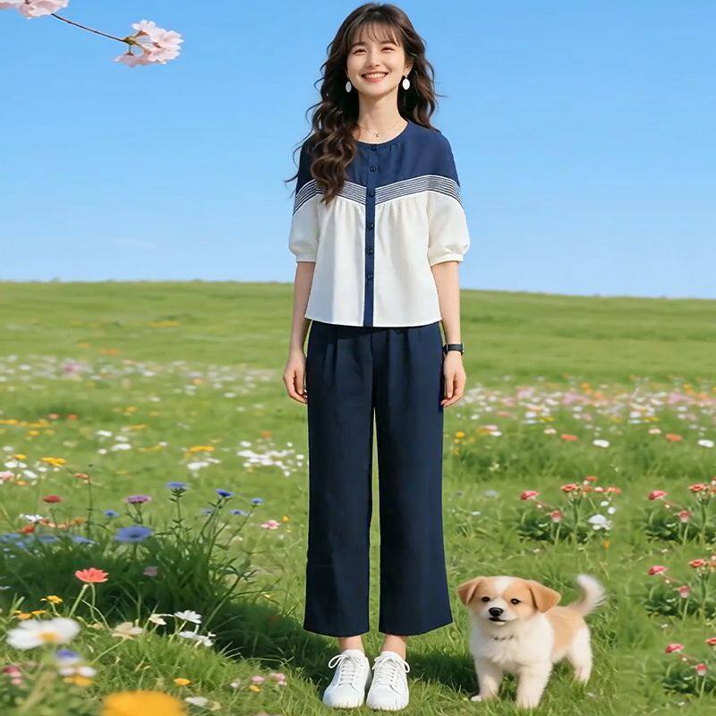 韩版两件套女夏季宽松百搭大码2时尚套装