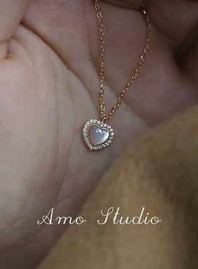 S925银镀金贝壳爱心吊坠项链女轻奢小众设计高级感2022年新款