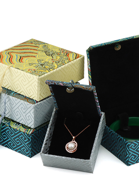 波浪纹流苏首饰包装盒古风黄色绿色灰色海浪花手镯挂件吊坠礼品盒