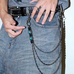 民族风石纹牛皮铁链cleanfit裤链配牛仔裤嘻哈腰链男女摇滚钱包链