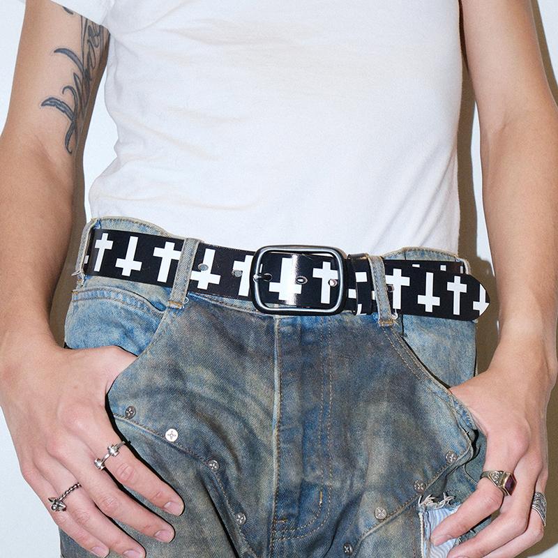 欧美复古个性十字架印花腰带