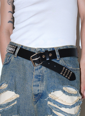 美式复古金属铆钉皮带cleanfit设计感朋克机能风小众百搭配饰腰带