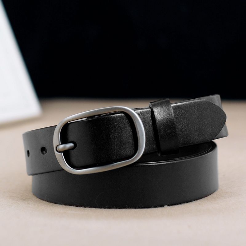 日系窄2.8cm皮带男真皮纯针扣头层牛皮简约时尚小腰带青年裤