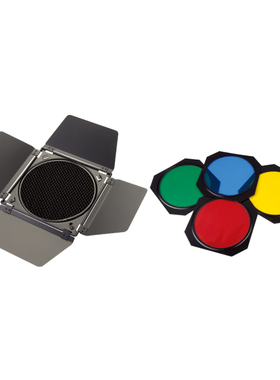 金鹰 四叶板 四叶挡板 四色片挡板蜂巢网附件四叶挡板+蜂巢+红黄蓝绿四色滤色片 保荣卡口barndoor补光灯遮菲