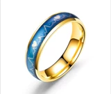 MUCW/木川韩版心跳男女情侣对戒手尾指环不锈钢钛钢感温变色戒指