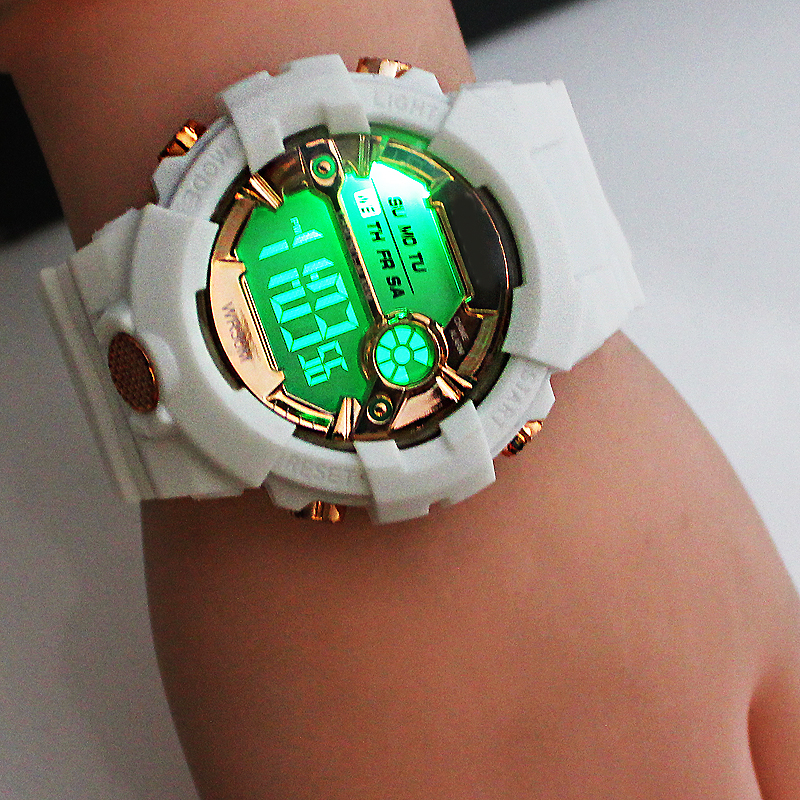 LED新款情侣男女学生日历闹铃计时防水电子表多功能运动手表腕表