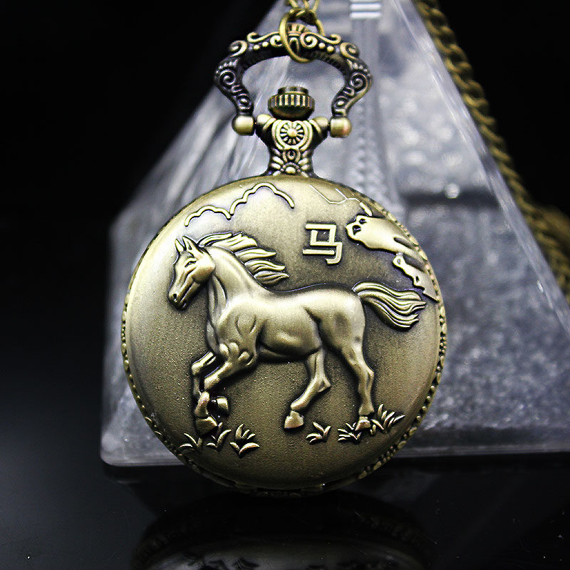 经典复古翻盖男女石英表学生口袋脖子挂链表老人纪念怀表送礼佳品