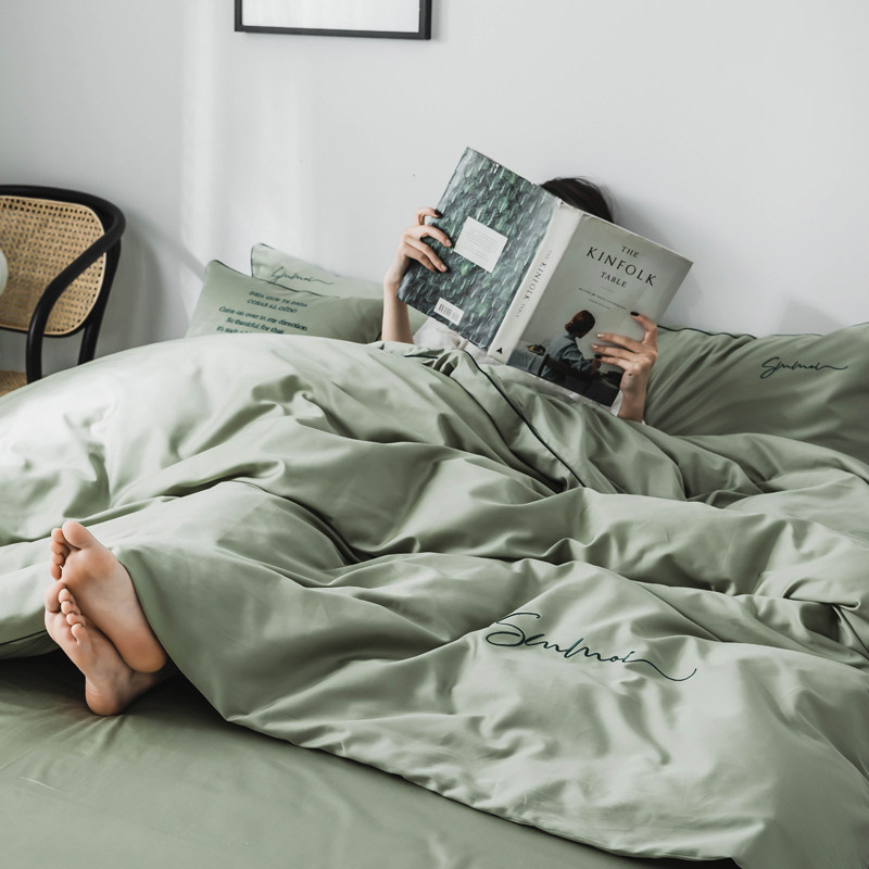 Summer Nordic Wind 60 Satin Cotton Four piece suit Bedclothes Cotton pure cotton Net Red Same item Quilt coverin the Bedclothes , Bedding Sets/Family of four/Multiple sets of  category - from Buy2taobao.com to provide professional Taobao agent buy service