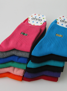 6双包邮耐尔正品秋冬糖果纯色刺绣女棉袜全棉保暖中筒厚女袜H5169