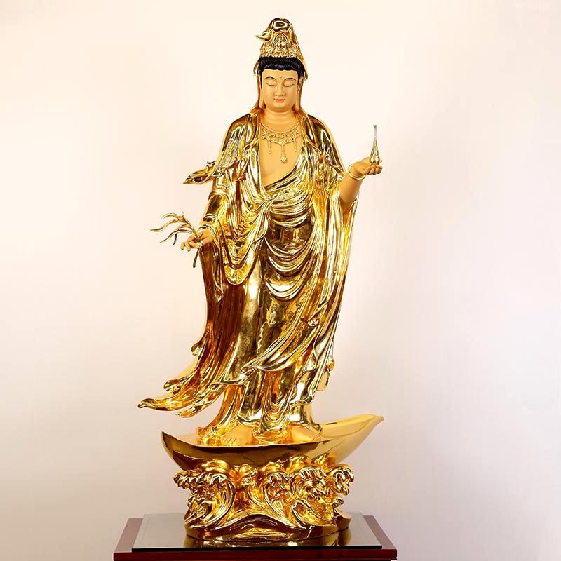 纯铜禅意一叶观音佛像